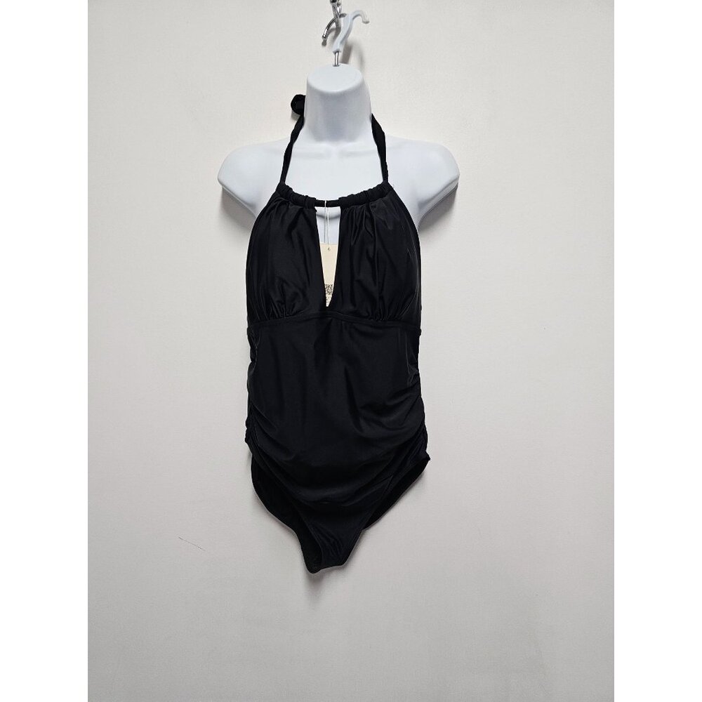 East Elegant Maternity Swimwear Ruched Halterneck Swimsuit Size M